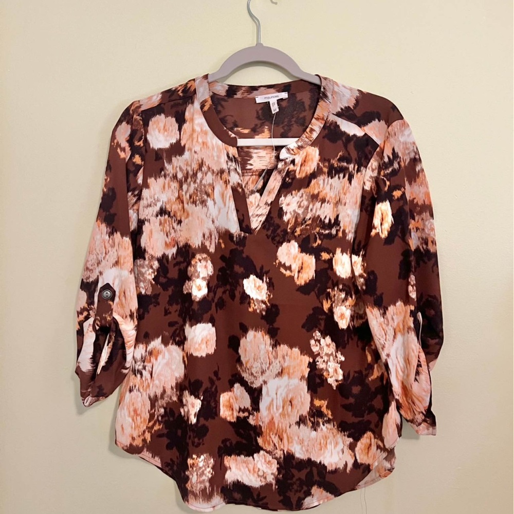 Maurices Brown and Cream Patterned Blouse